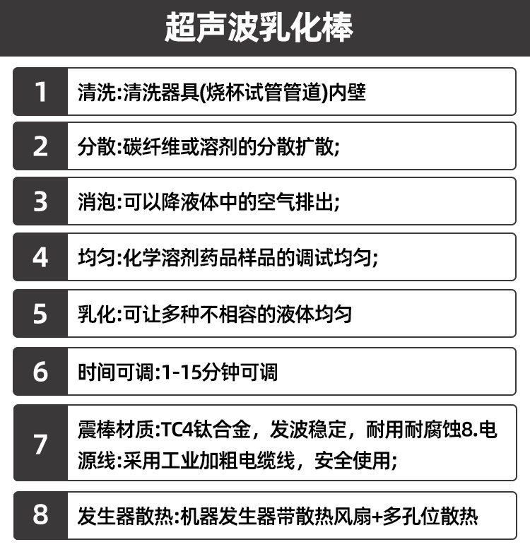 冠博仕GR-2151超聲波乳化棒 | 1500W 20kHz 鈦合金探頭 可持續(xù)長時間工作